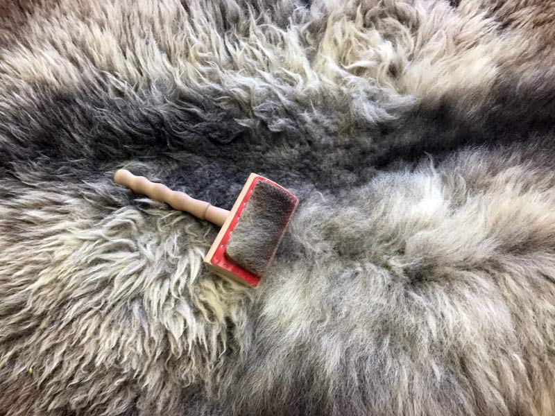 wire wool comb vs pet brush sheepskin rug comparison