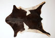 Goatskin rug dark chocolate brown and white #45