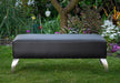 Black leather ottoman made in New Zealand
