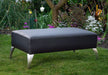 Black leather ottoman made in New Zealand metal legs
