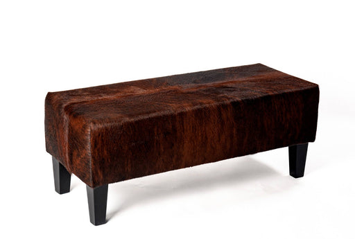 Dark exotic cowhide bench ottoman 100x40x40cm tall