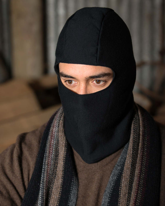 Black Balaclava Hat in 100% Merino Wool Unisex - MX1556