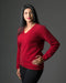 Berry Women's Vee-Neck Possum Merino Wool Sweater - NB396