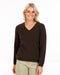 NB396 womens vee-neck possum merino sweater cocoa