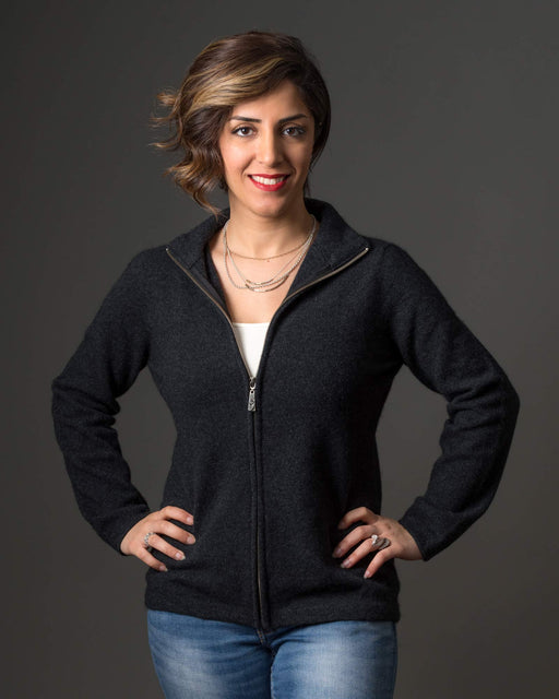 Charcoal Women's Plain Zip Jacket - NB485