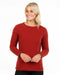 NB682 womens crew neck possum merino sweater in scarlet red