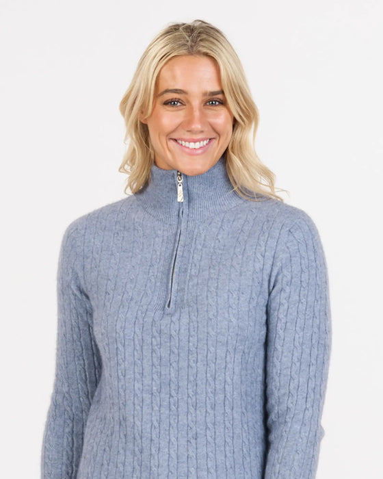 NB900 womens cable knit sweater in crystal blue