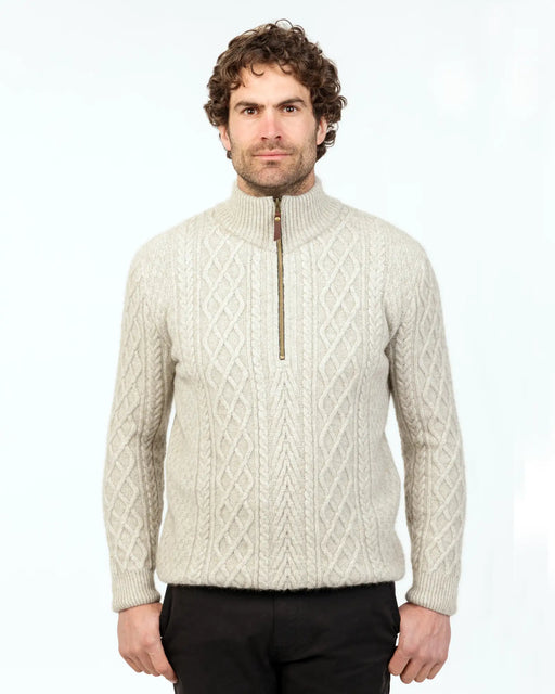 NS434 Arran knit possum merino sweater in Natural