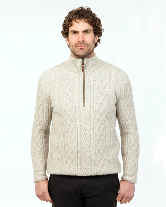 NS434 Arran knit possum merino sweater in Natural