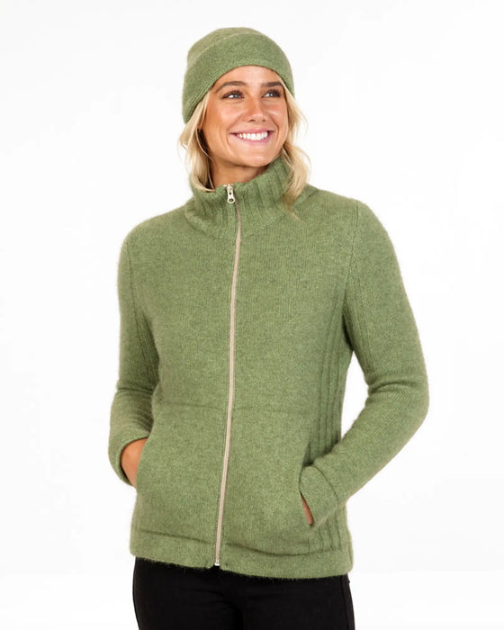 NS832 women's essential possum merino wool jacket in green