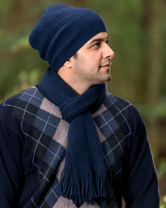 NX102 Native World navy blue possum and merino wool scarf