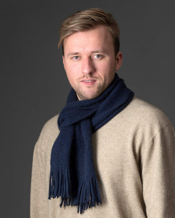 NX102 Navy blue possum and merino wool scarf