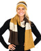 NX824 striped travel scarf in cocoa and marigold
