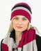 NX824 Winterberry stripe possum merino wool travel scarf and beanie