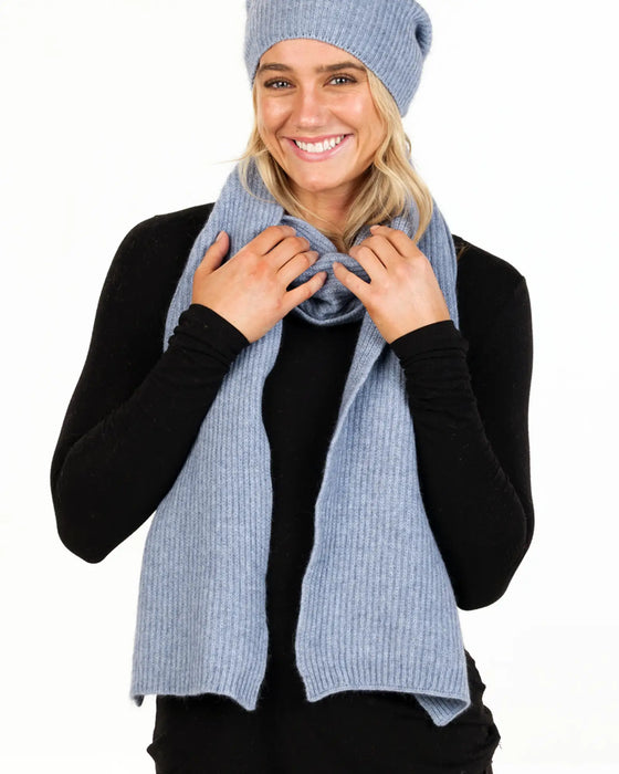 NX876 Crystal blue possum merino wool scarf