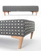 Geometric retro fabric ottoman with wood legs