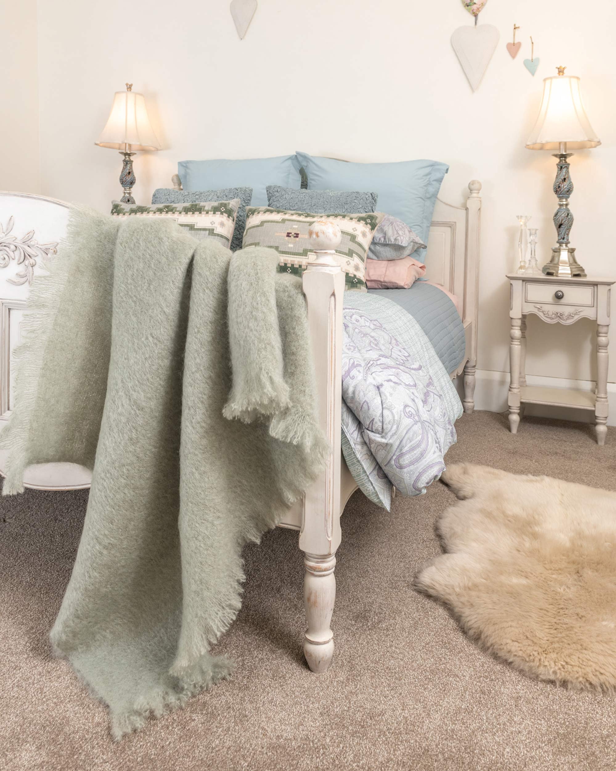 Sage Mohair Throw NZ | Green Wool Chair Rug — Gorgeous Creatures