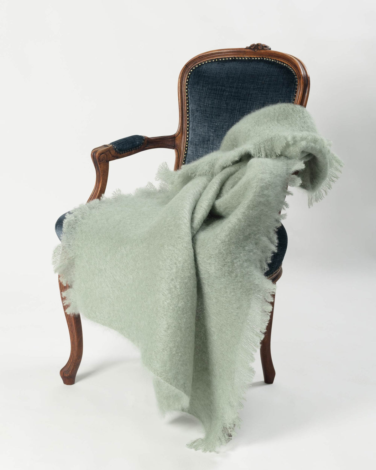 Sage Mohair Throw NZ Green Wool Chair Rug — Creatures