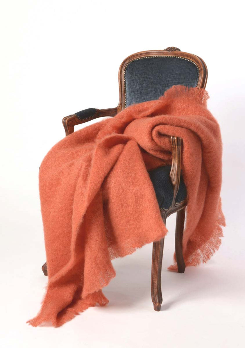 Terracotta Mohair Throw NZ | Orange Mohair Knee Rug — Gorgeous Creatures