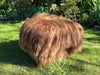 Brown Icelandic sheepskin footstool 2