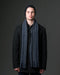 Possum & Merino Wool Black Blue Grey Multi Stripe Scarf - NX378