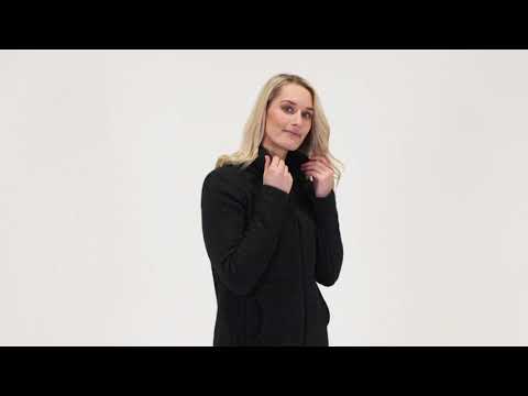 Video of NS832 essential possum merino wool knit jacket in Charcoal