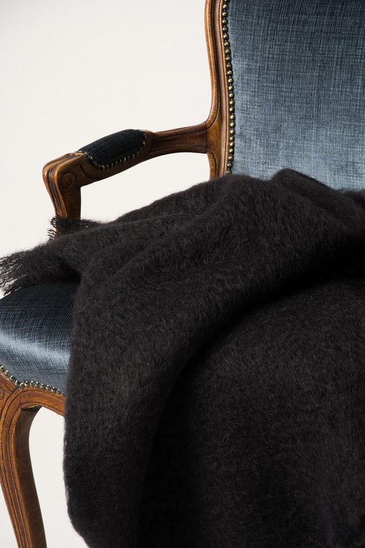 Windermere Raven Black Mohair Chair Throw