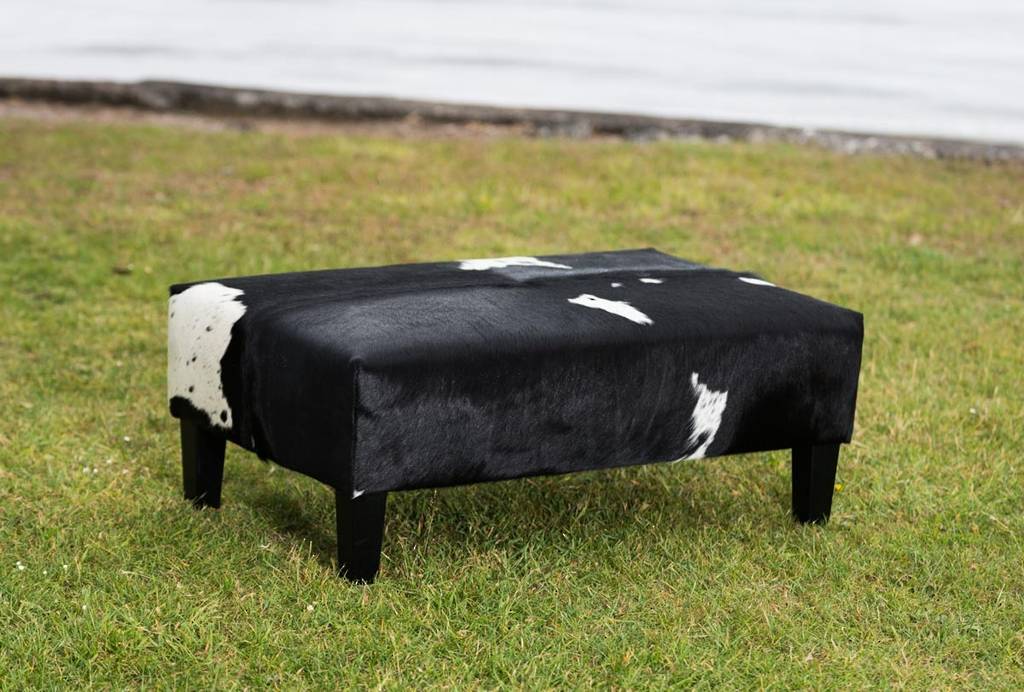 Cowhide Ottoman Australia with Wood Legs 100x60x38cm