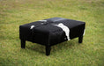 Cowhide Ottoman NZ with Wood Legs 100x60x38cm