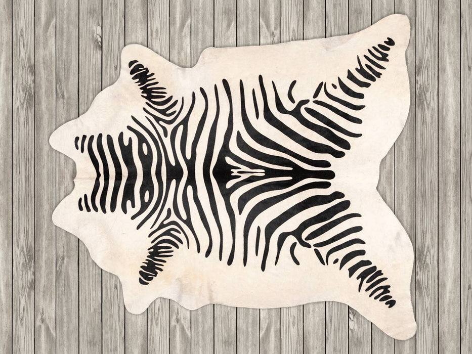 Printed zebra cowhide rug