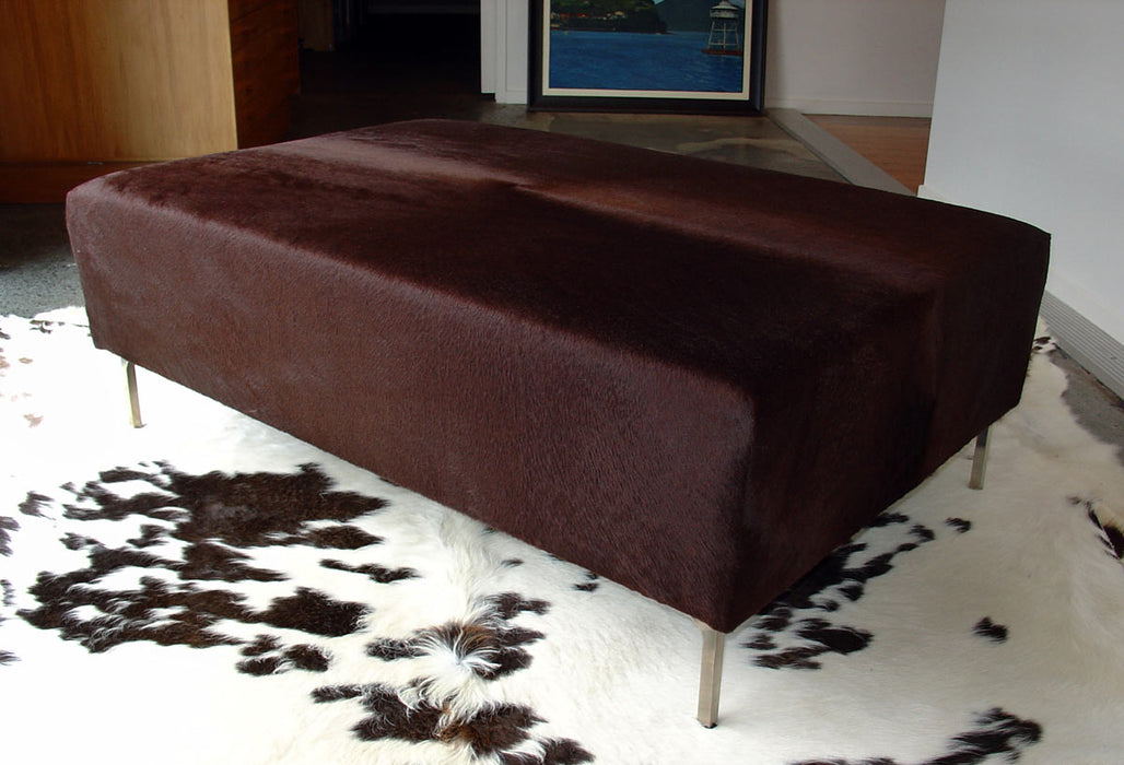 Cowhide Ottoman with Straight Legs 130x70x40cm