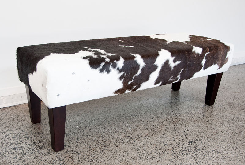 Cowhide Bench Seat #2 with Wood Legs 110x38x38cm