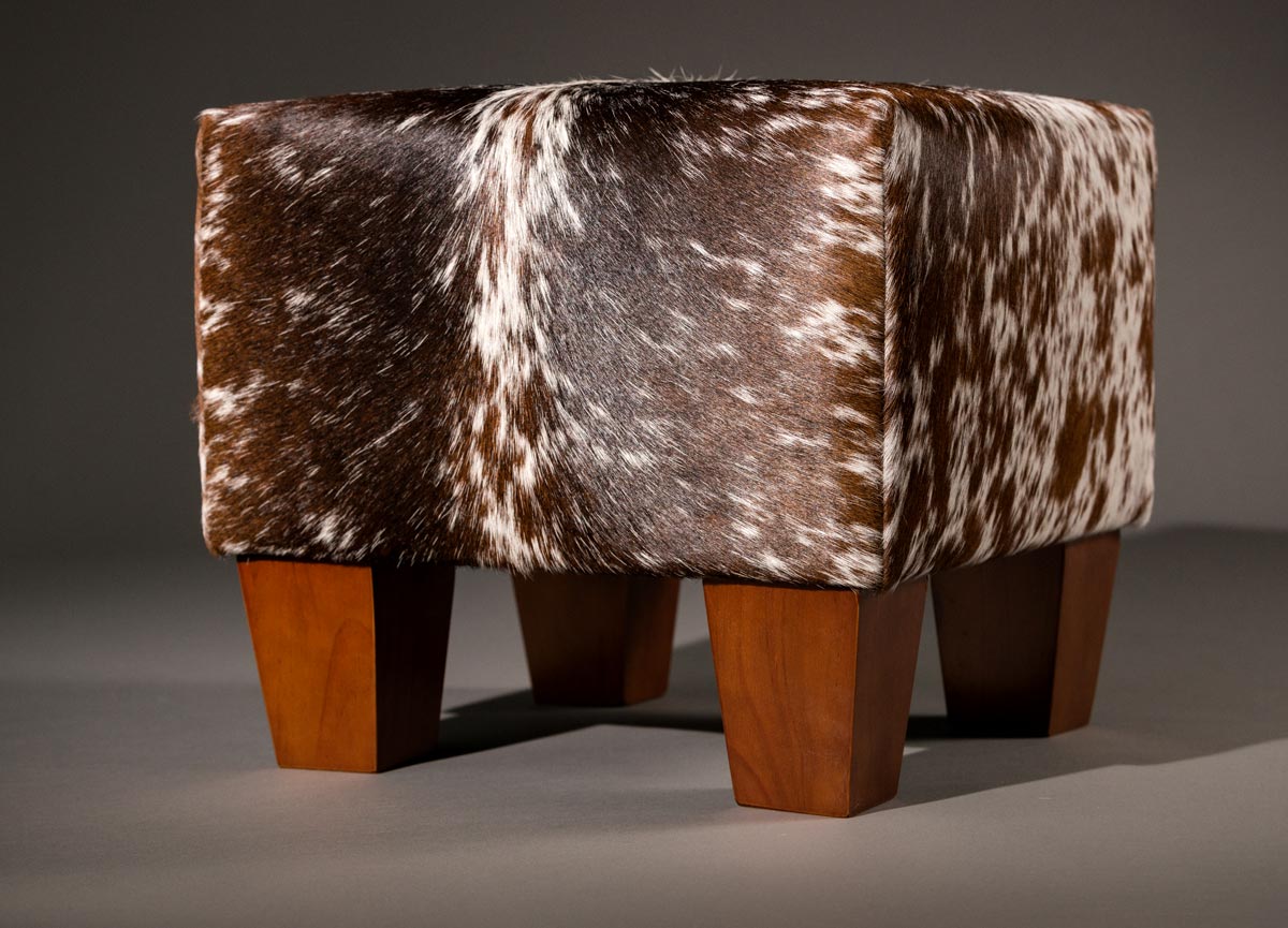Cow Stool Brown & White Cowhide Cube Footstool in NZ — Gorgeous Creatures