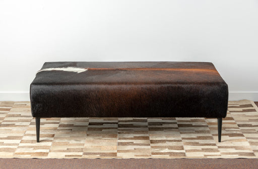 Rich dark brown cowhide ottoman