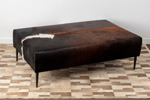 Rich dark brown cowhide ottoman