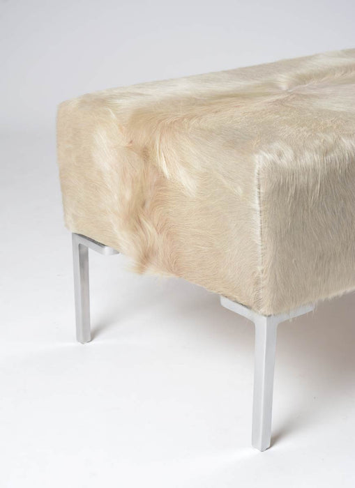 Beige cowhide bench ottoman