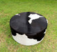 Black & White Cowhide Ottoman Round Deep Drum