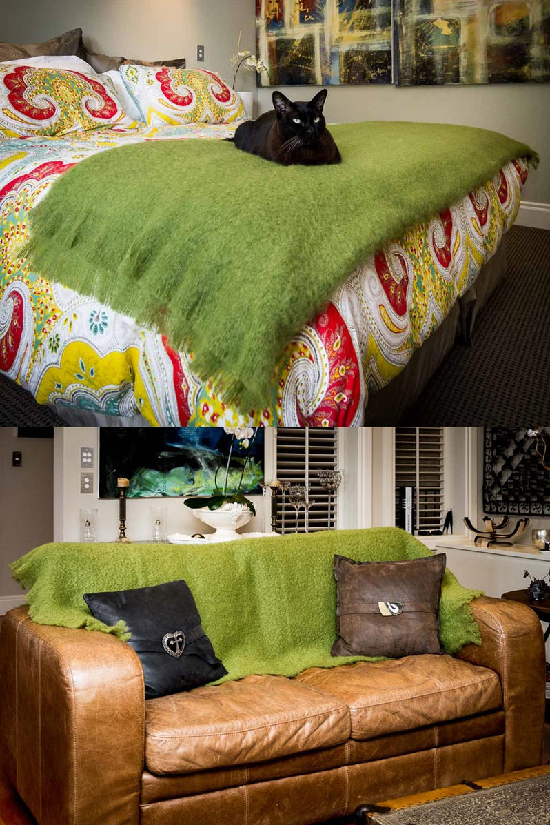 Mohair Blanket in Fern Green Green Wool Bed Blanket — Creatures