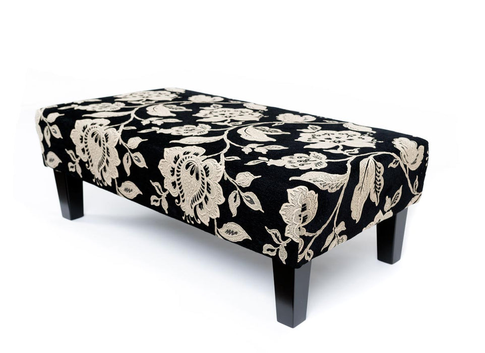 Floral fabric ottoman made in New Zealand