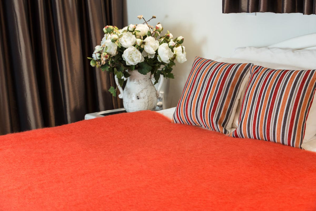 Windermere Hibiscus Orange Mohair Throw Blanket