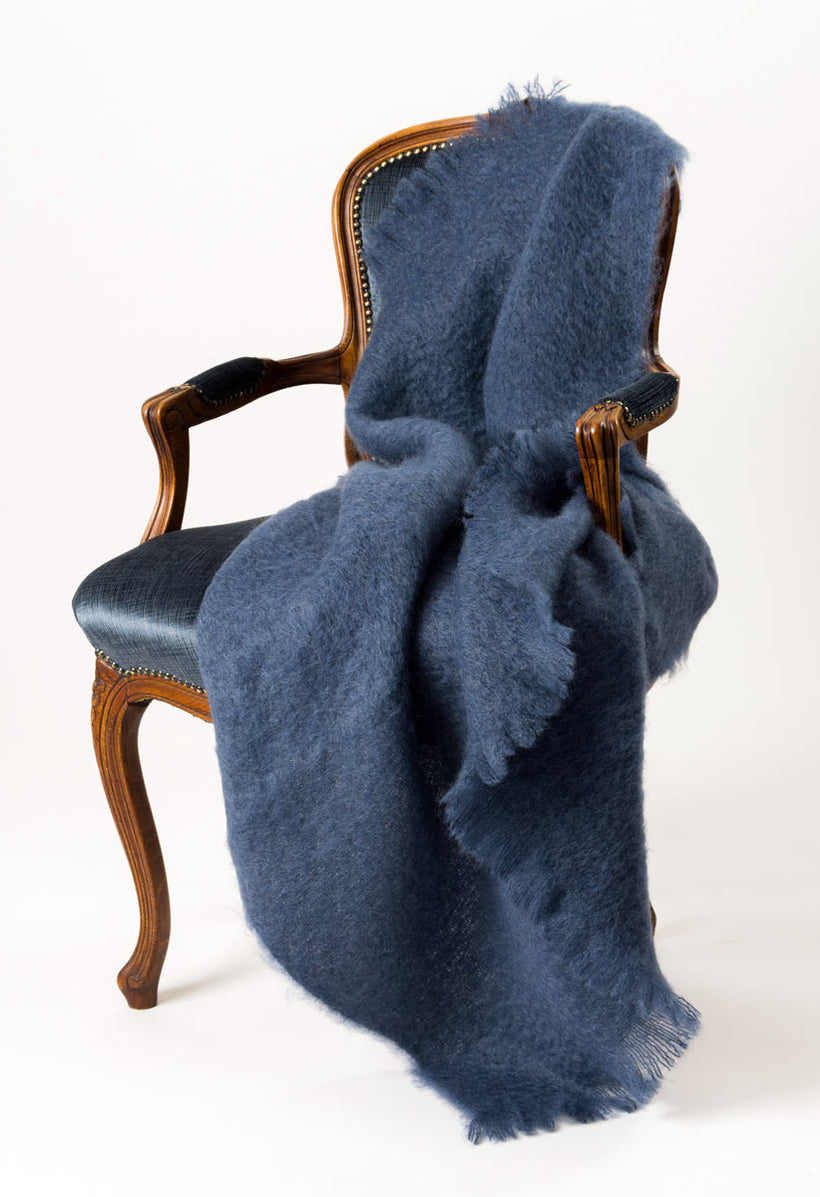 Mohair Blanket Indigo Blue NZ Blue Mohair Bed Blanket —