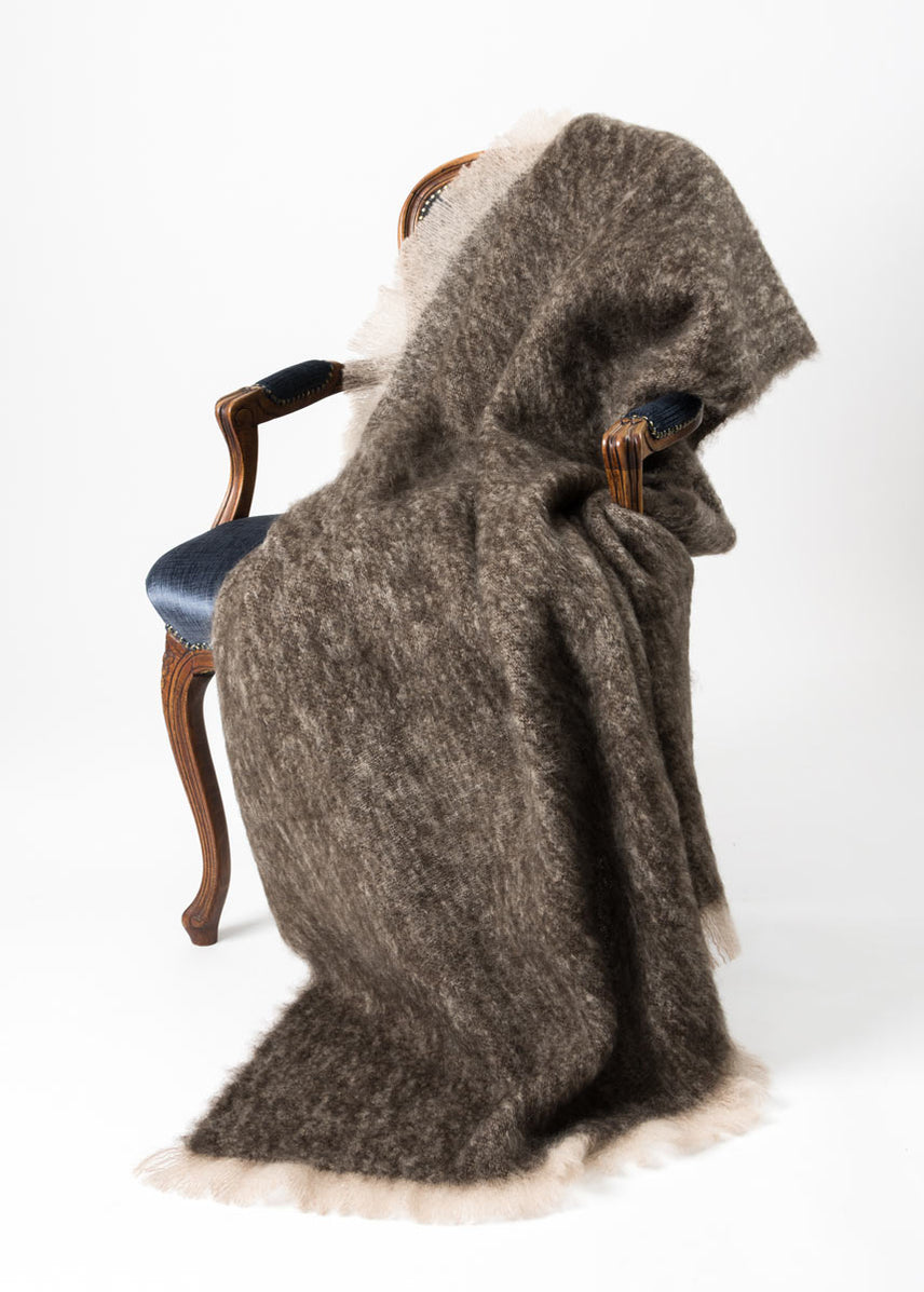 Kiwi Mohair Blanket Brown Wool Blanket NZ Mohair Blanket —