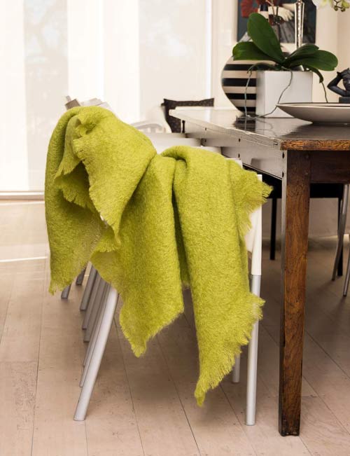 Windermere Pesto Green Mohair Throw Blanket