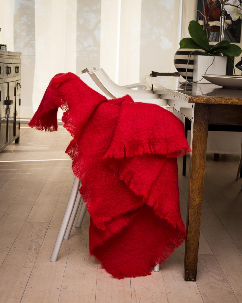 Bright Red Mohair Blanket NZ Red Wool Blanket NZ — Creatures