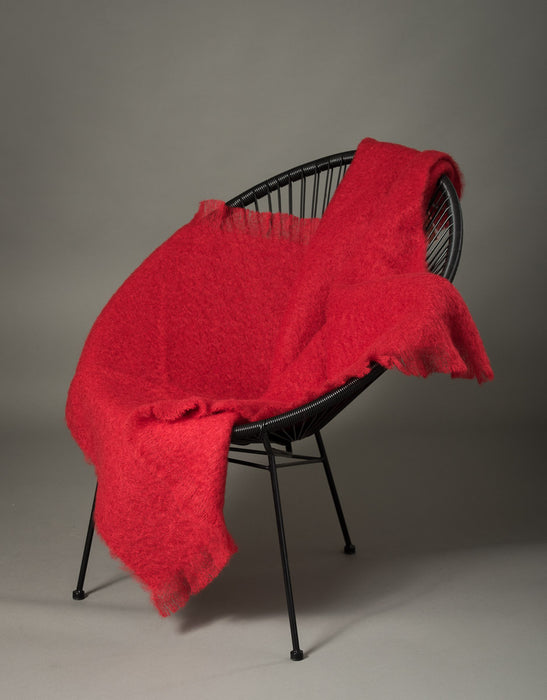 NZ scarlet red mohair chair throw