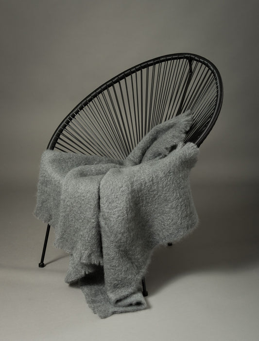 Windermere Slate Grey Mohair Chair Throw