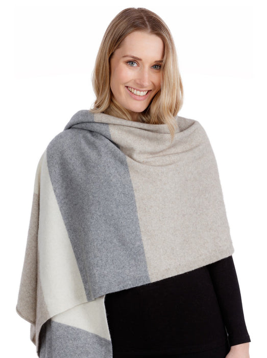 Natural stripe possum merino wool travel wrap