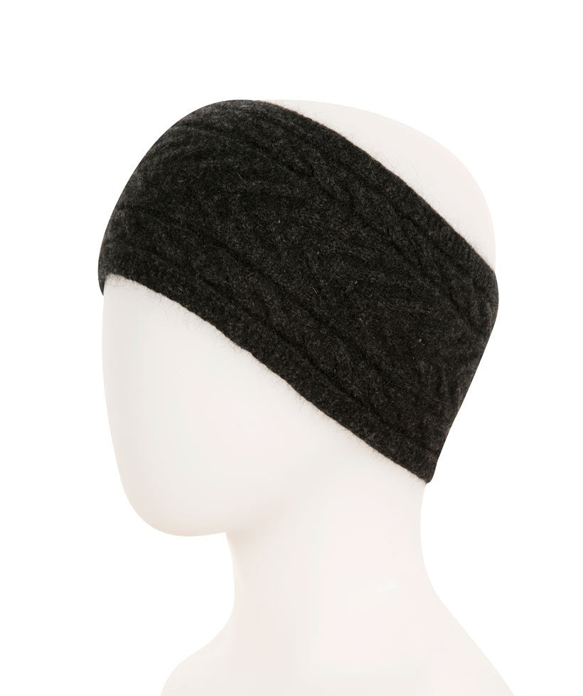 Grey Cable Knit Headband NZ Charcoal Wool Knit Headband —
