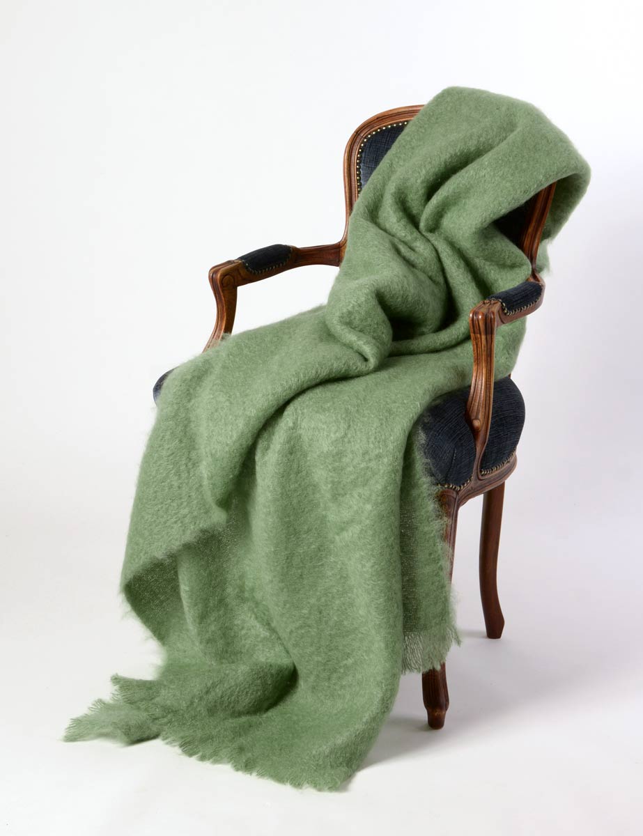Olive Mohair Throw NZ Green Wool Knee Rug — Creatures