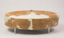 Cowhide Ottoman Oval Beige & White with Metal Legs 120x60x38cm